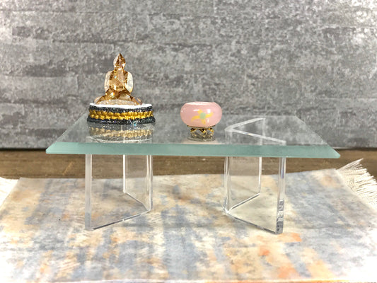 1:12 Dollhouse miniature coffee table with beveled glass effect top