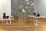 1:12 Dollhouse miniature modern 3 beveled glass effect side table set