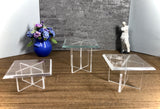 1:12 Dollhouse miniature modern 3 beveled glass effect side table set
