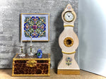 1:12 Dollhouse miniature wooden Swedish Mora longcase working clock