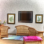 1:12 Dollhouse cane rattan living room set sofa armchairs tropical cerise