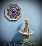 1:16 Dollhouse miniature wall hanging blue octagonal mandala - Lundby scale