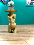 1:12 Dollhouse miniature callas flowers pot on woman's sculpture - Golden