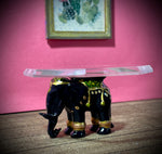 1:12 Dollhouse miniature black elephant coffee table like porcelain glass top