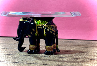 1:12 Dollhouse miniature black elephant coffee table like porcelain glass top