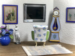 1:12 Dollhouse miniature arm-chair - Blue Roses