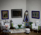 1:12 Dollhouse miniature arm-chair - Blue Roses