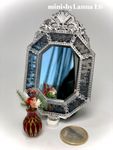 1:12 Dollhouse miniature Venetian classic large beveled black wall mirror