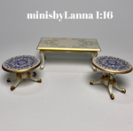1:16 Dollhouse miniature classic side table pair coffee table set - Lundby scale