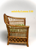 1:16 Dollhouse cane rattan armchair tropical green - Lundby scale