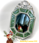 1:12 Dollhouse miniature Venetian classic large beveled green wall mirror