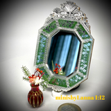 1:12 Dollhouse miniature Venetian classic large beveled green wall mirror