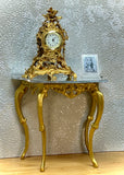 1:6 Dollhouse miniature French ormolu mantel working clock