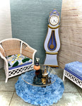 1:6 Dollhouse miniature Swedish Mora longcase working clock Blue