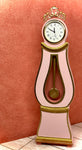 1:6 Dollhouse miniature Swedish Mora longcase quartz clock Pink