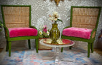 1:12 Dollhouse miniature pair of armchairs Art Deco rattan dark green