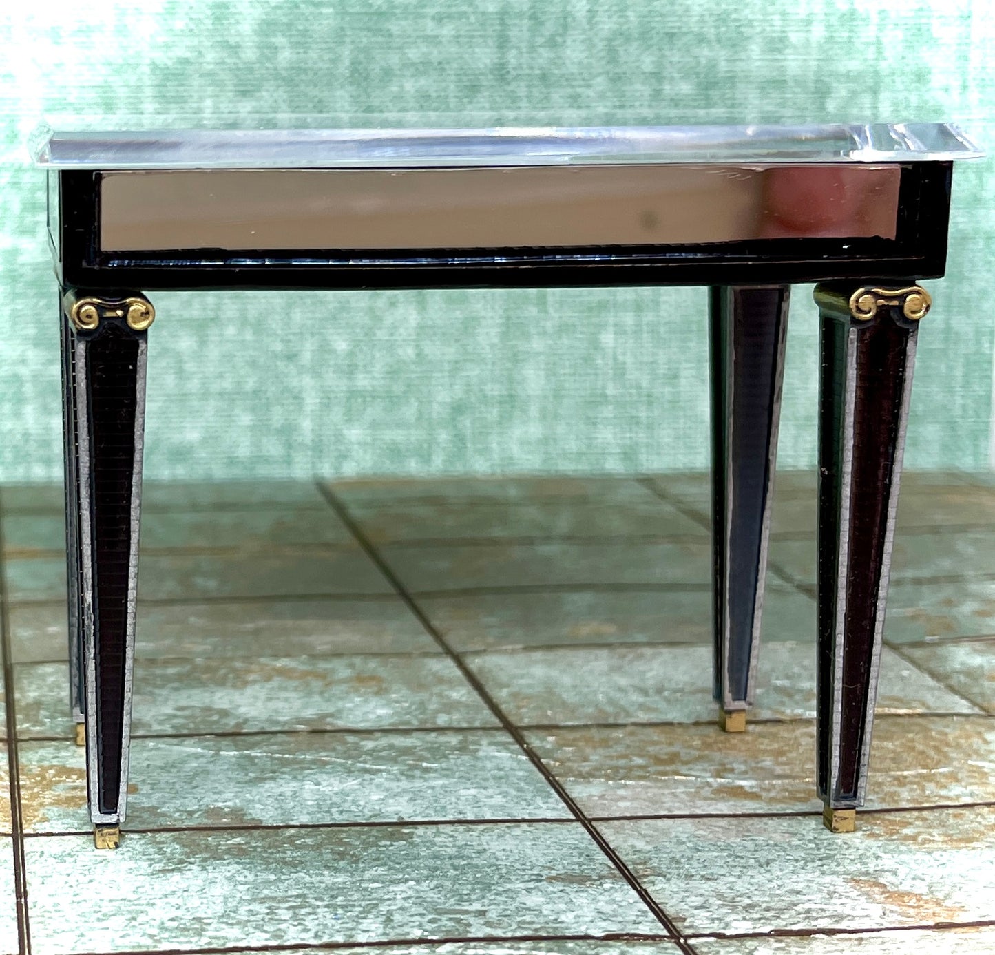 1:12 Dollhouse miniature Art DECO mirrored console table