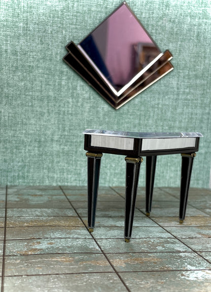 1:12 Dollhouse miniature Art DECO mirrored console table