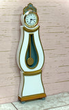 1:12 Dollhouse miniature Swedish Mora longcase working clock White