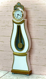 1:12 Dollhouse miniature Swedish Mora longcase working clock White