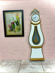 1:6 Dollhouse miniature Swedish Mora longcase quartz clock White