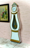 1:6 Dollhouse miniature Swedish Mora longcase quartz clock White