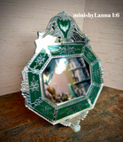 1:6 Dollhouse miniature Venetian classic large beveled green wall mirror