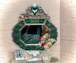 1:6 Dollhouse miniature Venetian classic large beveled green wall mirror