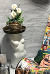 1:12 Dollhouse miniature callas flowers pot on woman's sculpture - White