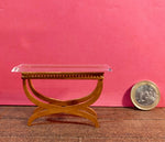 1:24 Dollhouse cane rattan console table beveled glass effect top